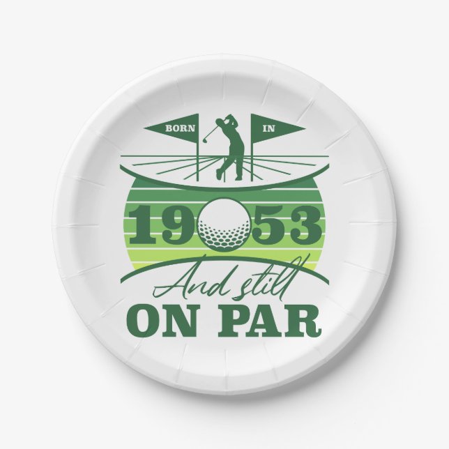 Funny 1953 Golfer 70. Geburtstag Pappteller (Vorderseite)
