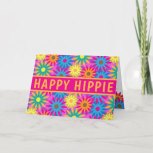 Funny 1960er Blume Power Happy Hippie Birthday Karte