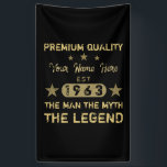 Funny 1963 Birthday Man Myth Legend Banner<br><div class="desc">Ein lustiges Geburtstagsdesign,  das dem Mann den Mythos der Legende sagt! Geburtstagsgeschenke für Männer,  die ihr Alter in einem einstündigen Jahr feiern. Schwarz und Gold mit einem coolen Not leidenden Schriftart,  der Ihnen lasse,  Ihren Namen mit der Option personalisieren!</div>