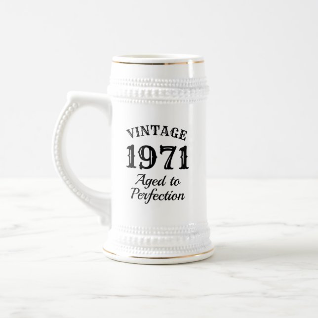 Funny 1971 weiße Bierstein Geschenk für 50. Geburt Bierglas (Links)