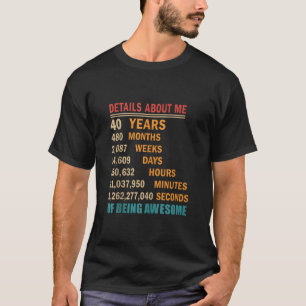 Funny 1984 40 th 40 Years Old Birthday Countdown M T-Shirt