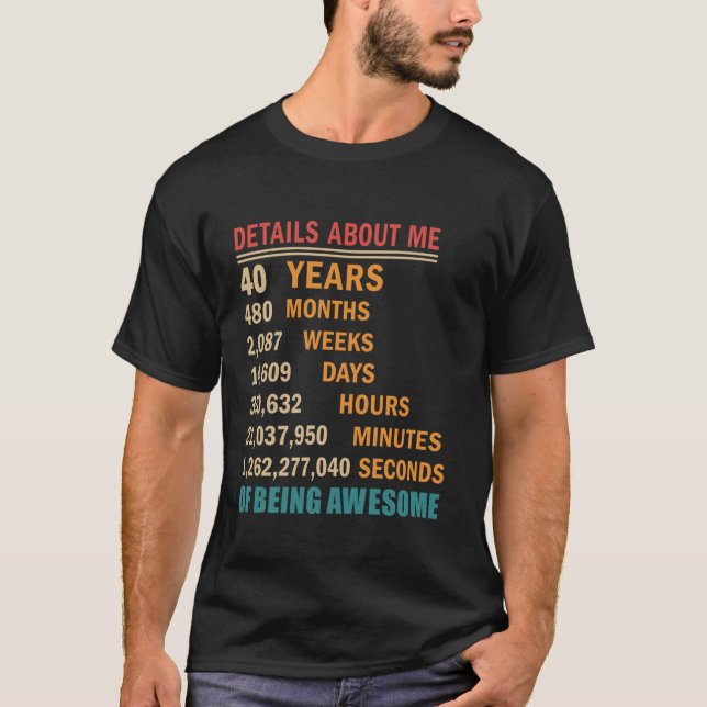 Funny 1984 40 th 40 Years Old Birthday Countdown M T-Shirt (Vorderseite)