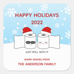 Funny 2020 einfach mit Toilettenpapier rollen Quadratischer Aufkleber