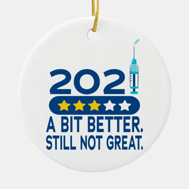 Funny 2021 vaccine christmas keramik ornament (Vorne)