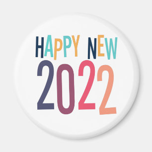 Funny 2022 Frohes neues Jahr mit farbenfrohen Text Magnet