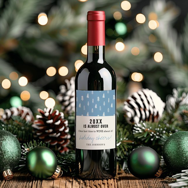 Funny 2024 ist fast über den Namen Holiday Cheers Weinetikett (Funny 2024 Is Almost Over Name Holiday Cheers Wine Label)