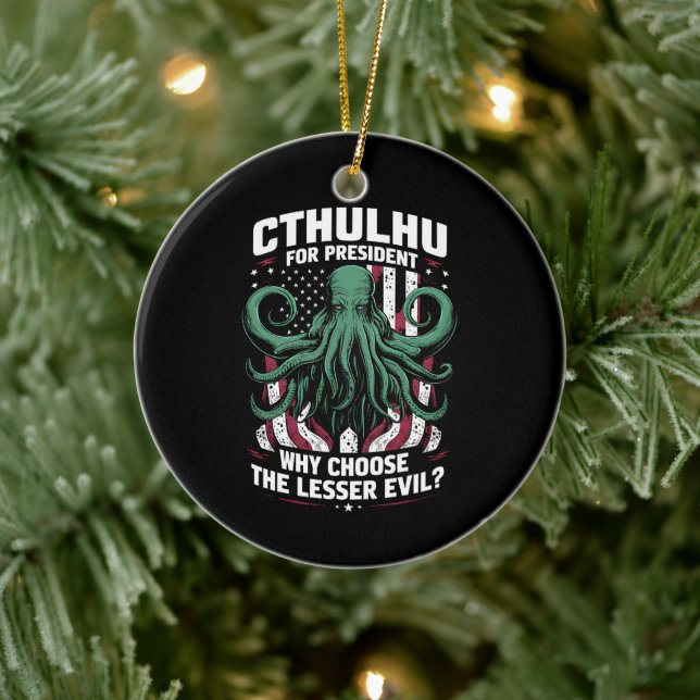Funny 2024 Wahlen Cthulhu für den Präsidenten Keramik Ornament (Baum)