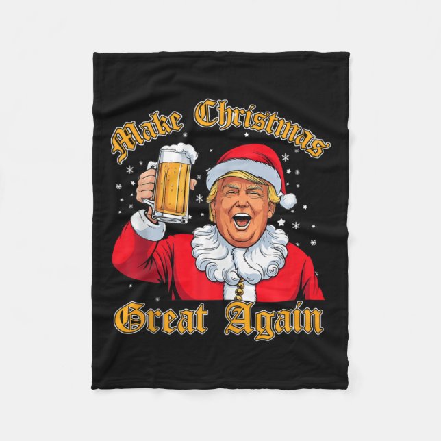 Funny 2024 Weihnachten Trump Drink Beer Trump Sant Fleecedecke (Vorderseite)