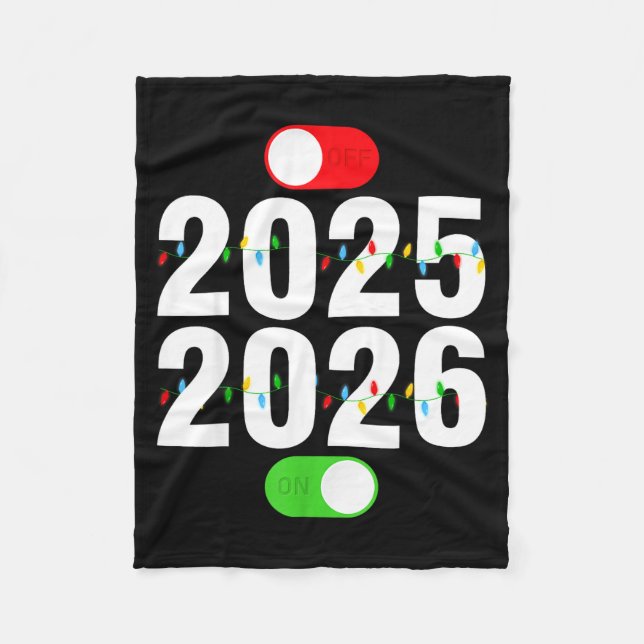 Funny 2025 Off 2026 On Christmas Lights Happy New  Fleecedecke (Vorderseite)