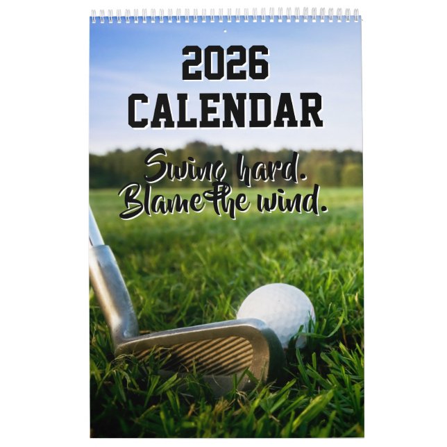 Funny 2026 Calendar Golf Quotes Golfer Dad Coach Kalender (Titelbild)