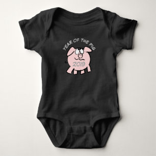 Funny 2 Cartoon Illustration Pink Pig 2019 Baby B Strampler