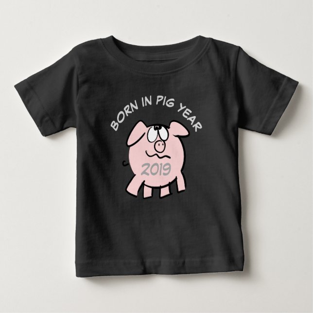 Funny 2 Cartoon Illustration Pink Pig 2019 Baby T Baby T-shirt (Vorderseite)