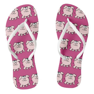 Funny 2 Cartoon Pig Wählen Sie Farbe Frauen Drehte Flip Flops