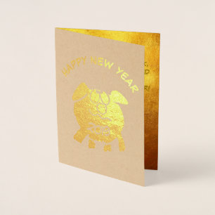 Funny 2 Cartoon Pig Year Zodiac Birthday Luxury GC Folienkarte