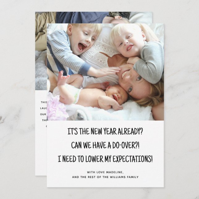 Funny 2 Foto Verspätete Neujahrskarte Feiertagskarte (Vorne/Hinten)