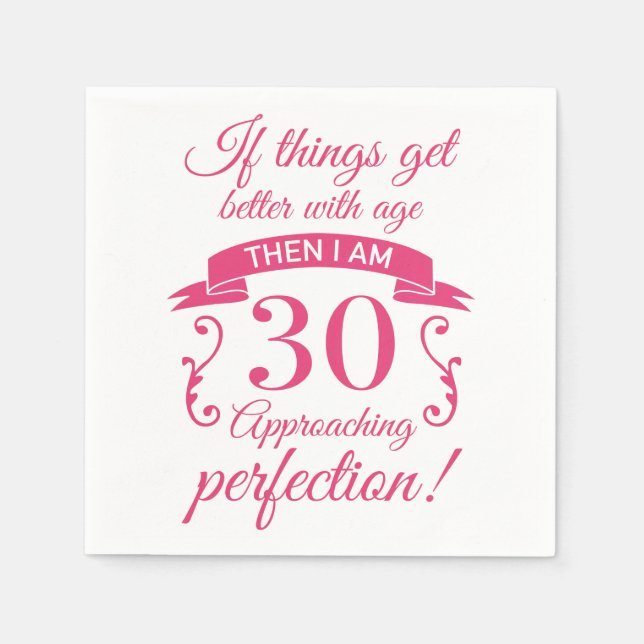 Funny 30. Geburtstag 'Perfection' Serviette (Vorderseite)