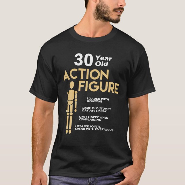 Funny 30 Years Old Action Abbildung 30th Birthday  T-Shirt (Vorderseite)