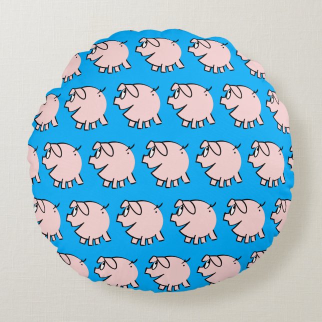 Funny 3 Cartoon Pig Wählen Sie Color Round Kissen (Vorderseite)