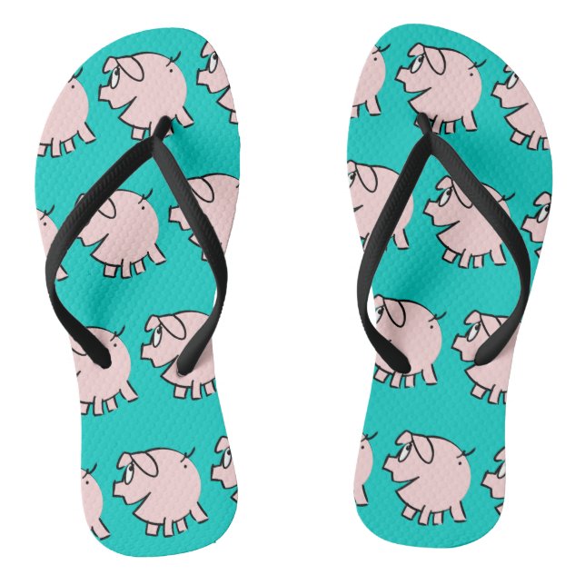 Funny 3 Cartoon Pig Wählen Sie Farbe Frauen Umdreh Flip Flops (Fußbett)