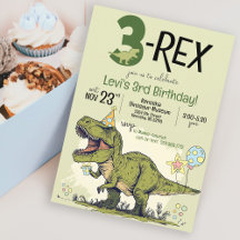 Funny 3-Rex Dinosaur Cartoon 3. Geburtstag Party