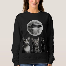Funny 3 Schrecken Katzen Moon UFO Alien Earth Inva