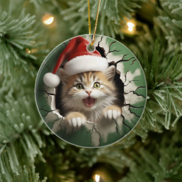 Funny 3d cat keramik ornament