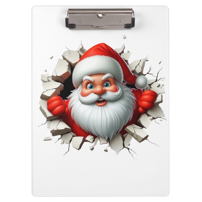 Funny 3D Santa Claus Christmas Holiday Design Klemmbrett (Vorderseite)