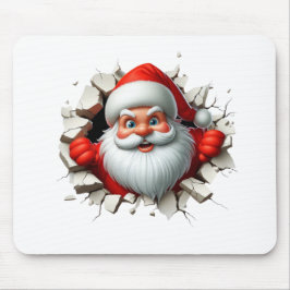 Funny 3D Santa Claus Christmas Holiday Design Mousepad