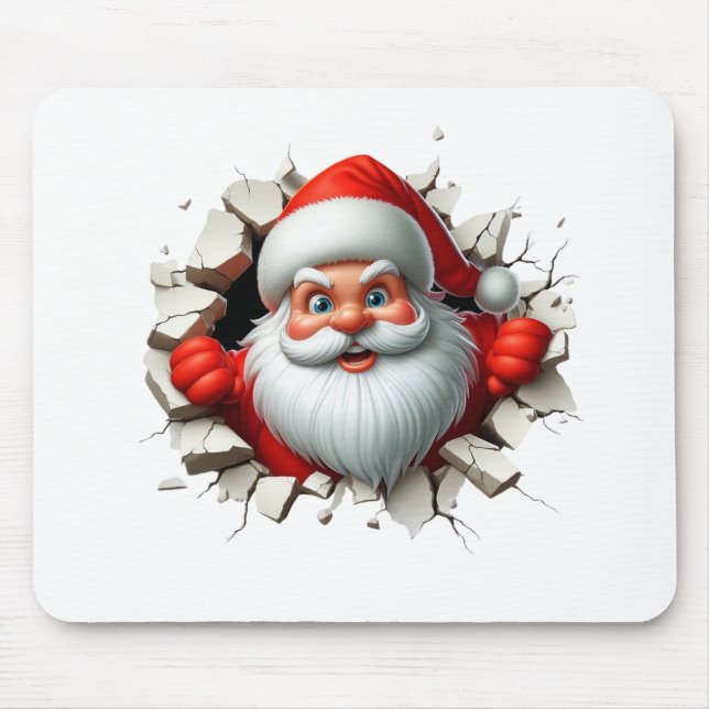 Funny 3D Santa Claus Christmas Holiday Design Mousepad (Vorne)