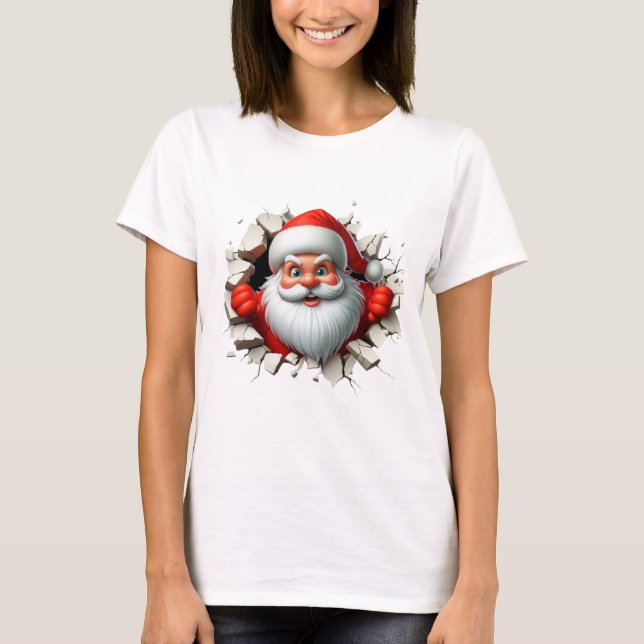 Funny 3D Santa Claus Christmas Holiday Design T-Shirt (Vorderseite)