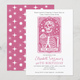 Funny 40. Geburtstag Gotisches Tarot Rosa Party Einladung