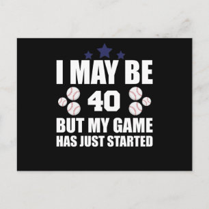 Funny 40th Birthday Baseball Fan 40 Year Old Birth Postkarte