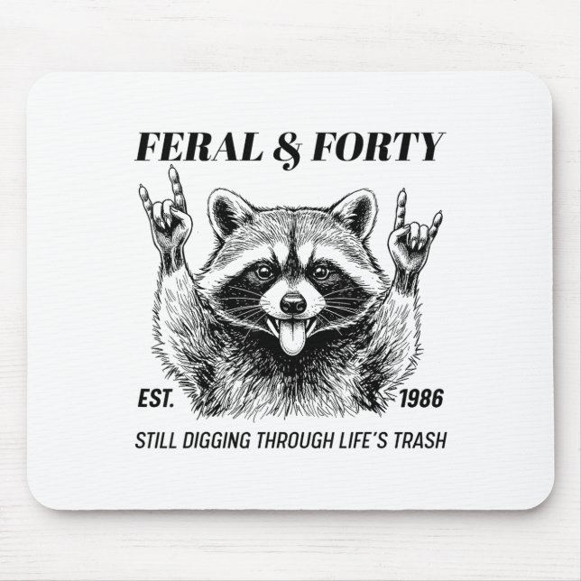 Funny 40th Birthday Est 1986 Feral &amp; Forty Rac Mousepad (Vorne)