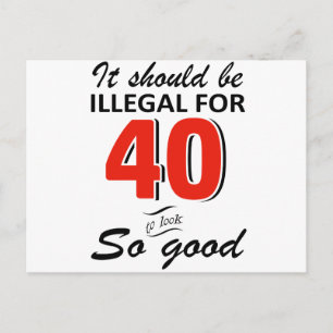 Funny 40th year old birthday designs postkarte