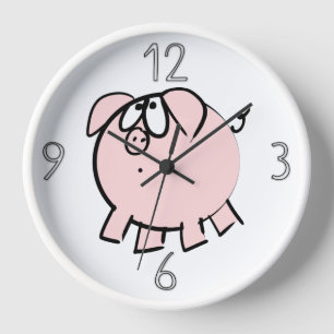 Funny 4 Cartoon Illustration Schweinejahr Geburtst Uhr