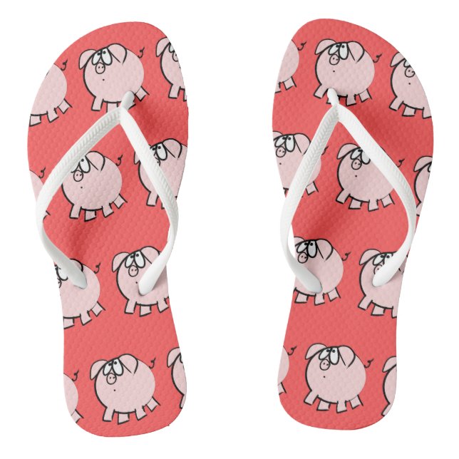 Funny 4 Cartoon Pig Wählen Sie Farbe Frauen Drehte Flip Flops (Fußbett)