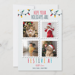 Funny 4 Foto Weihnachtskarte Festlich AF Custom Feiertagskarte