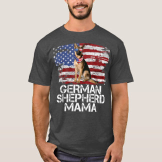 Funny 4. Juli German Shepherd MAMA AMERICAN FLAG T-Shirt
