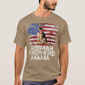 Funny 4. Juli German Shepherd MAMA AMERICAN FLAG T-Shirt
