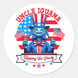 Funny 4. Juli patriotische iguana Button Runder Aufkleber
