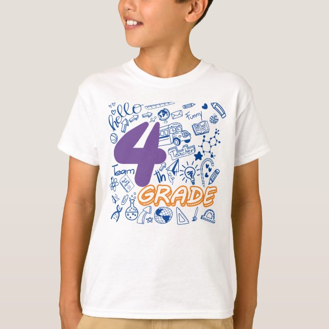 Funny 4. Klasse Zurück zur Schule Kinder und Lehre T-Shirt (Vorderseite)