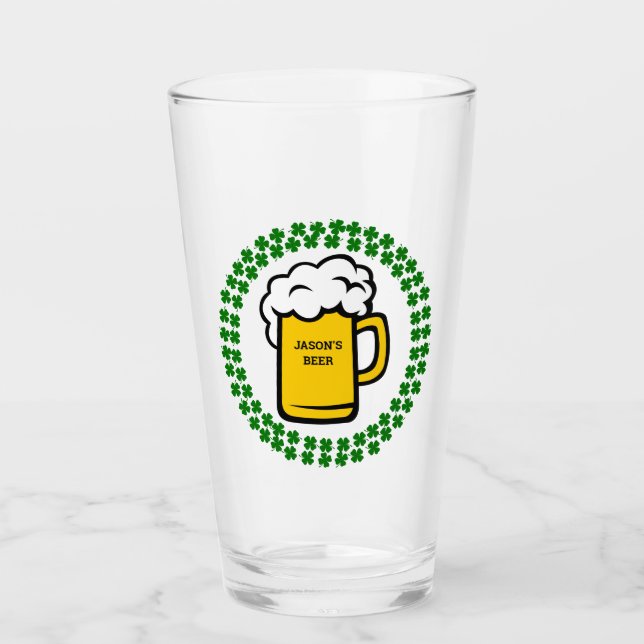 Funny 4 Leaf Clover Beer Glas (Vorderseite)