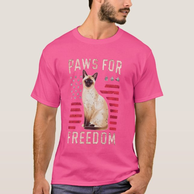 Funny 4th July Siamese Cat Lover American Patri T-Shirt (Vorderseite)