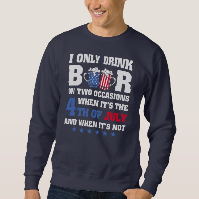 Funny 4th of July Beer American USA Flag Beer Sweatshirt (Vorderseite)