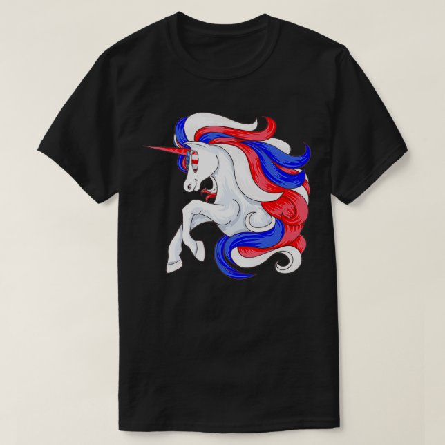Funny 4th Of July Unicorn American Flag Patriotic  T-Shirt (Design vorne)