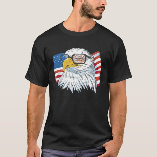 Funny 4th Of July USA American Flag Patriotic Eagl T-Shirt (Vorderseite)