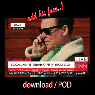 Funny 50. Geburtstag Einladung 🎉 Fake TV News