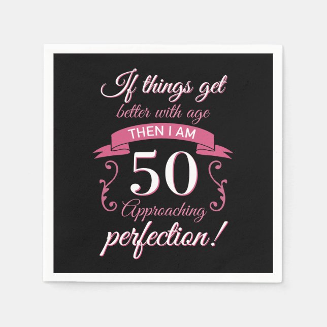 Funny 50. Geburtstag 'Perfection' Serviette (Vorderseite)