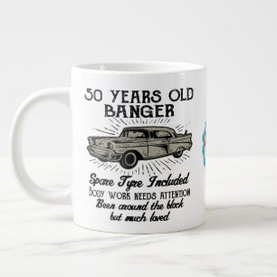Funny 50. Geburtstag Retro Auto Banger Add Name Da Jumbo-Tasse
