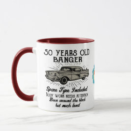 Funny 50. Geburtstag Retro Auto Banger Add Name Da Tasse